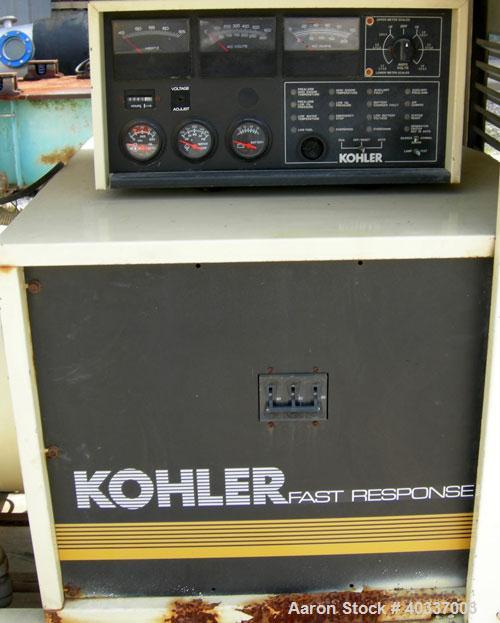 Used Kohler 45 kW natural gas generator set, model 45RZ72, SN-286397, Fast Response II. Ford model CSG-6491-6005-F, SN-11891 R-10-RG natural gas engine rated 82HP @ 1800 RPM. 3/60/120-208/277-480V, 8...
