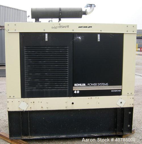 Used Kohler 40 kW Fast-Response II Diesel generator set. Model 40REOZJB, serial #0764825. John Deere engine SN-PE3029T266713. Alternator model 4Q10, 1/60/120/240V. 175 amp main-line circuit breaker. ...