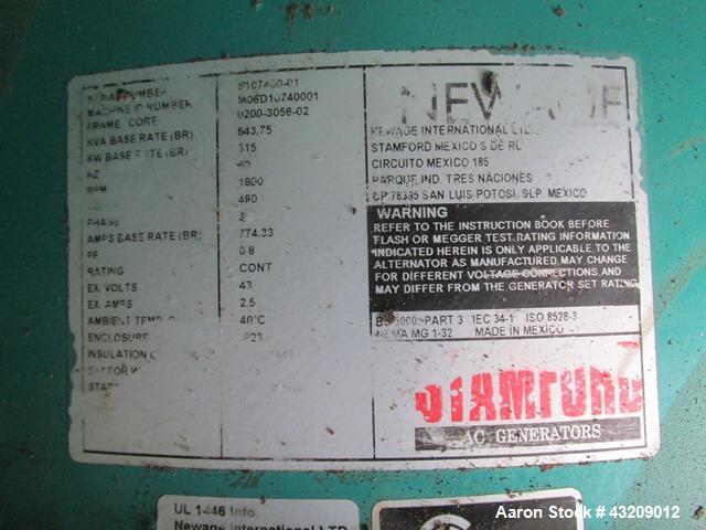 Used Cummins 350 kW standby diesel generator model DFCC. Cummins NTA-855-G3