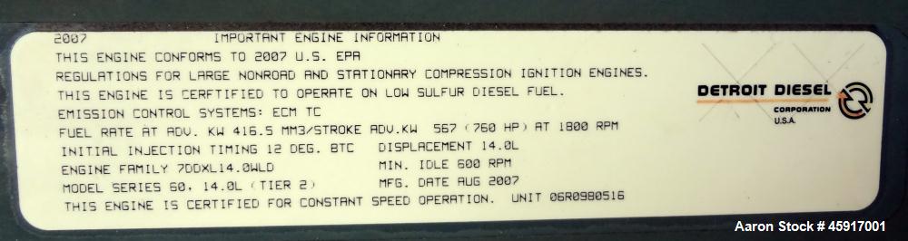 Used Detroit Diesel 510 kW standby diesel generator set