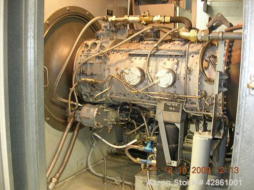 Used Allison 501-KB 3000 kW Gas Turbine Generator Set. Currently set up to run on diesel fuel, can be converted to dual fuel, 3/60/12500V. Enclosure. 323 hours. Year 1982.