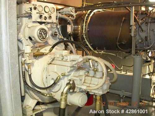 Used Allison 501-KB 3000 kW Gas Turbine Generator Set. Currently set up to run on diesel fuel, can be converted to dual fuel, 3/60/12500V. Enclosure. 323 hours. Year 1982.