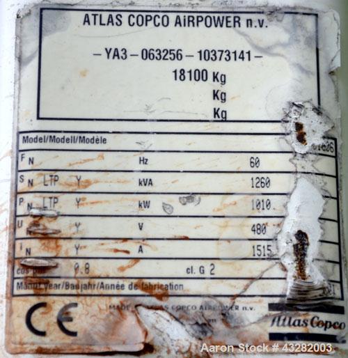 Used Atlas Copco QAC 1006 Package, DDC/MTU, 1000kW standby (900kW prime) portable diesel generator set. DDC/MTU model 16V2000 R163-7K37, EPA Tier 1, four-stroke diesel engine. Mecc-Alte Model ECO 43-...