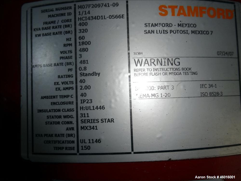 Used Baldor / Cummins 250 kW Standby Natural Gas Generator Set