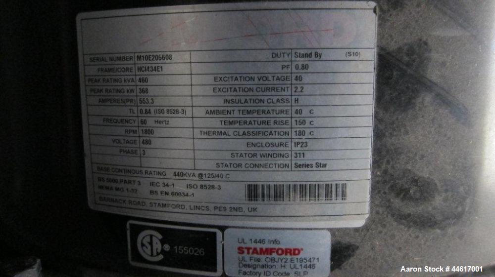 Used Baldor 332 kW standby (300 kW prime) natural gas generator set, model 1GLC350-2N, SN-P1008160005. NGE 18.3L engine model D183L rated 503 HP at 1800 RPM, 10.5:1 compression ratio, EPA Emissions C...