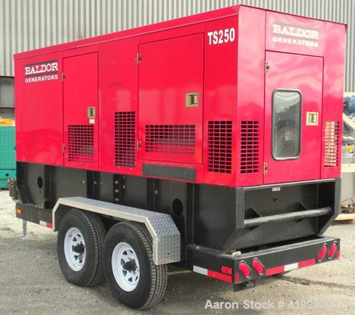 Used Baldor Model TS250T Mobile 200kW Standby Rated/182kW Continuous Rated Diesel Generator Set. John Deere diesel engine model 6068HF475 rated 314 hp @ 1800 rpm, 6 cylinder turbocharged air cooled, ...