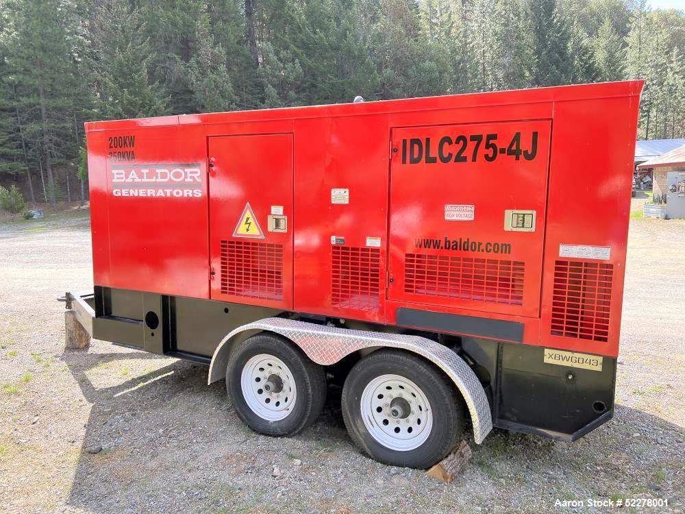Used Baldor 200 kW Standby (180 kW prime) Rental Grade Portable Diesel Generator Set, model TS250T, SN-P1110270012. John Deere 6068HF475 engine rated 314 HP at 1800 RPM, SN-PE6068L114688, EPA tier 3 ...
