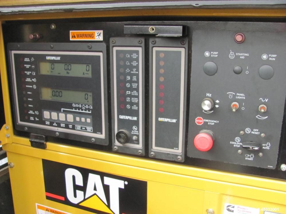 Used Caterpillar 650 kW standby diesel generator set. CAT 3412 engine rated 968 HP at 1800 RPM, SN-1EZ06825.  3/60/277/480V, 12 lead reconnectable to other voltages. 1000 Amp mainline circuit breaker...