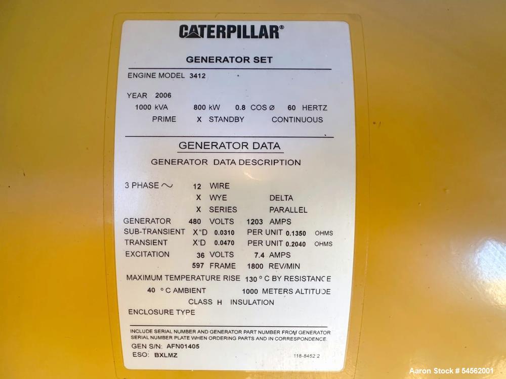 Used Caterpillar 3412 800 kW Diesel Generator Set