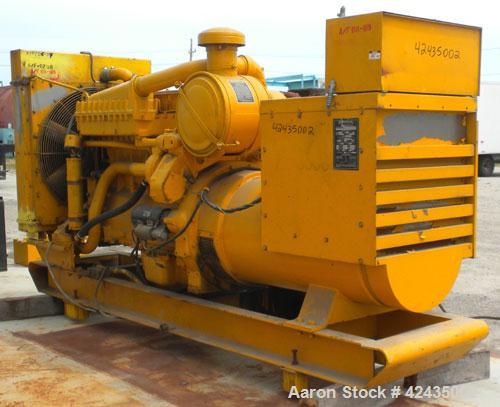 Used Cat 285 kW Diesel Generator Set. Caterpillar model D343 engine, serial #62B15282, rated 415 hp @ 1800 rpm. 3/60/240-480 Volt. Main-line circuit breaker. Block heater, muffler (ships loose). 1668...