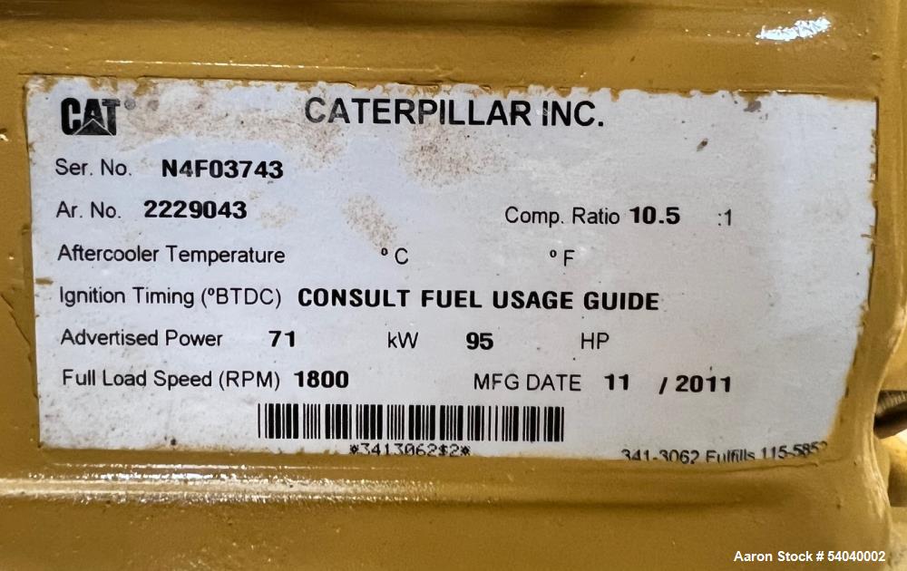 Used 60kW Caterpillar Natural Gas Generator – Model G3304NA, Enclosed, 3-Phase, Skid Mounted