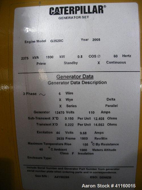 Unused-CAT 1900 kW Continuous Natural Gas Generator Set. Caterpillar G3520C engine rated 2671 HP @ 1800 RPM. 3/60/12470V CAT SR4B gen end with PMG (permanent magnet generator). EMCP II digital contro...
