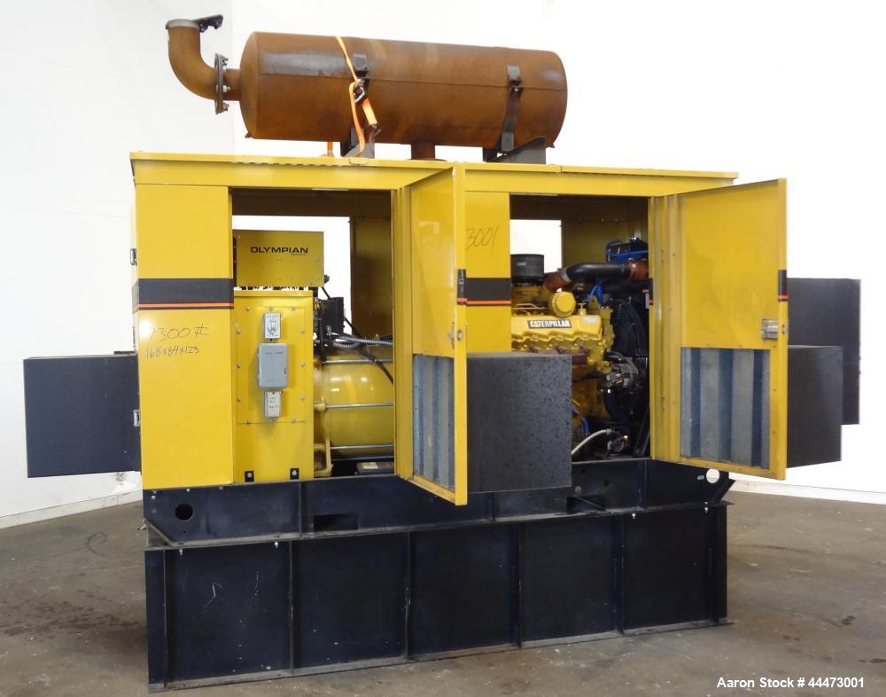 Used Caterpillar / Olympian 200 kW Standby Diesel Generator Set, CAT model 3208 engine rated 299 hp @ 1800 rpm, serial #5YF03072. 3/60/277/480V. 350 Amp main-line circuit breaker. Weather enclosure. ...