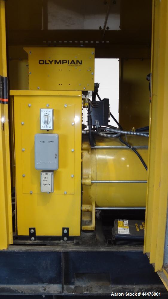 Used Caterpillar / Olympian 200 kW Standby Diesel Generator Set, CAT model 3208 engine rated 299 hp @ 1800 rpm, serial #5YF03072. 3/60/277/480V. 350 Amp main-line circuit breaker. Weather enclosure. ...