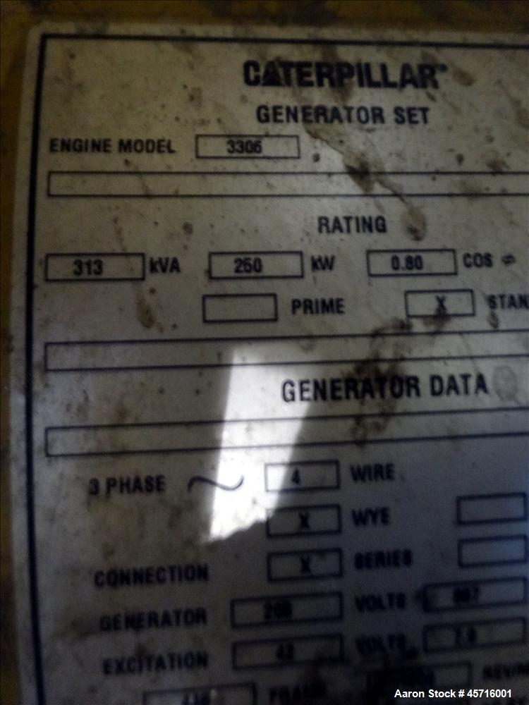 Used Caterpillar 250 kW diesel generator set. CAT 3306 engine