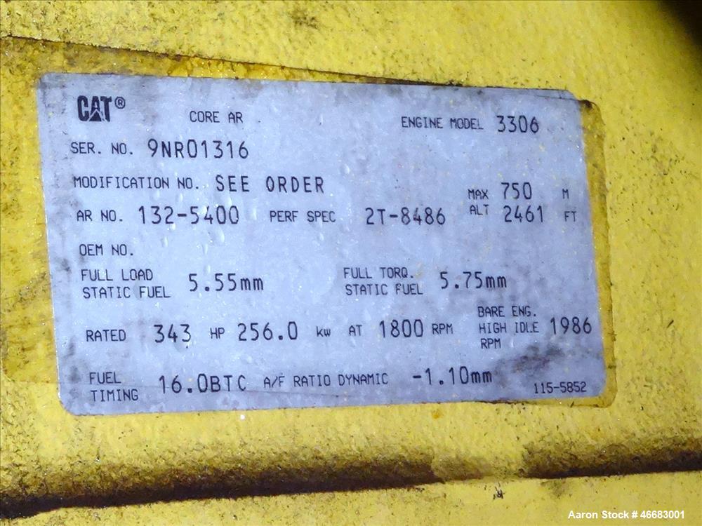 Used Caterpillar 230 kW diesel generator. CAT 3306 engine SN-9NR01316