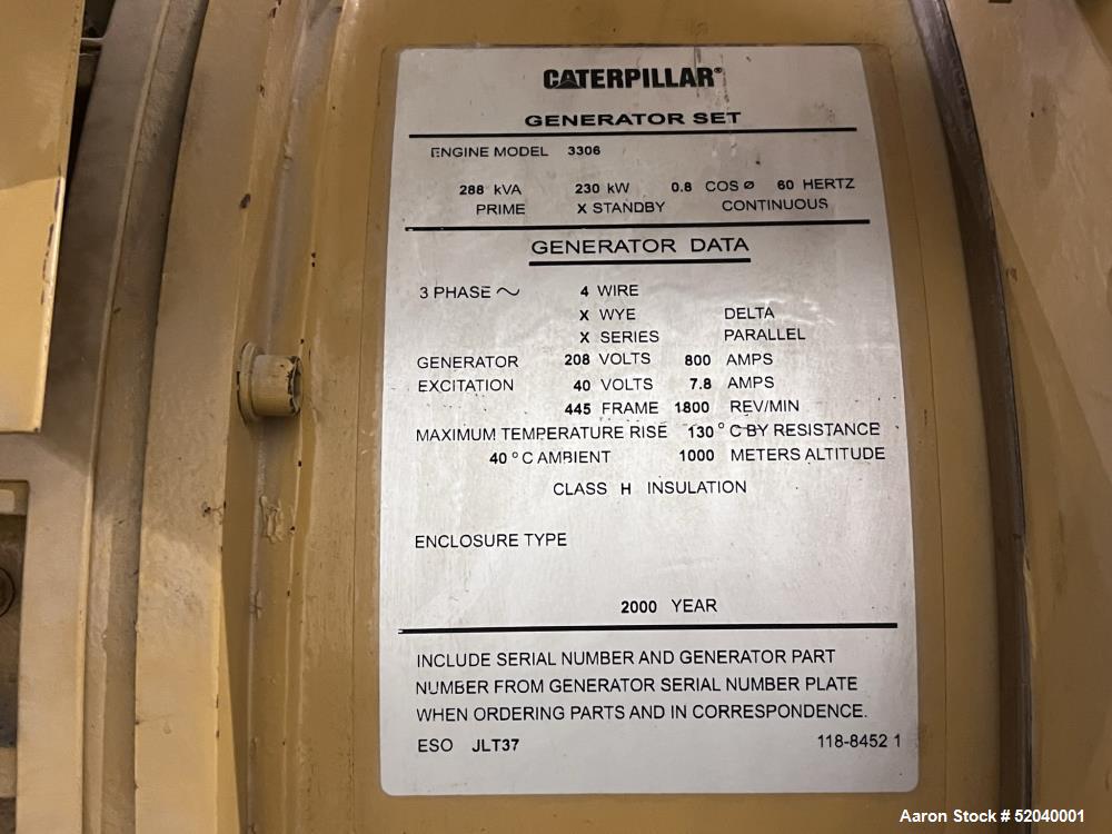 CATERPILLAR 3306 Diesel Generator Set 230kW