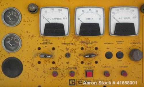 Used CAT 210kW Diesel Generator Set. Caterpillar 3406 engine S/N 90U9531. CAT model SR-4 gen end, 3/60/277/480V, S/N 47BH3988, arrangement # 6N4997. Main-line circuit breaker, battery charger, block ...
