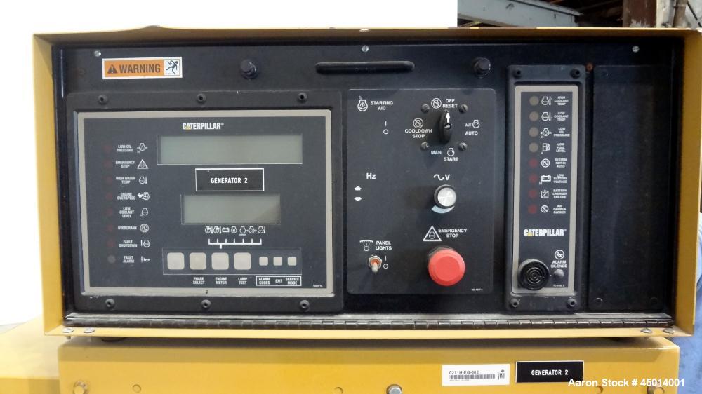 Used Caterpillar 400 kW standby diesel generator set, SN-9DR04152. CAT model 3406 engine rated 587 HP @ 1800 RPM, SN-4ZR07585. 3/60/277-480V with PMG permanent magnet generator, 12 lead reconnectable...