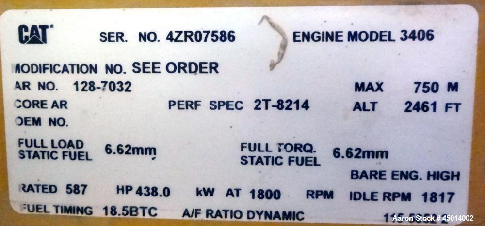 Used CAT 3406 400 kW Standby Diesel Generator Set, Model 3406.
