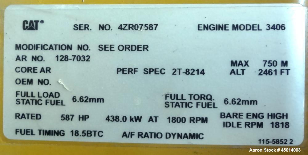 Used Caterpillar 400 kW Standby Diesel Generator Set, CAT Model 3406
