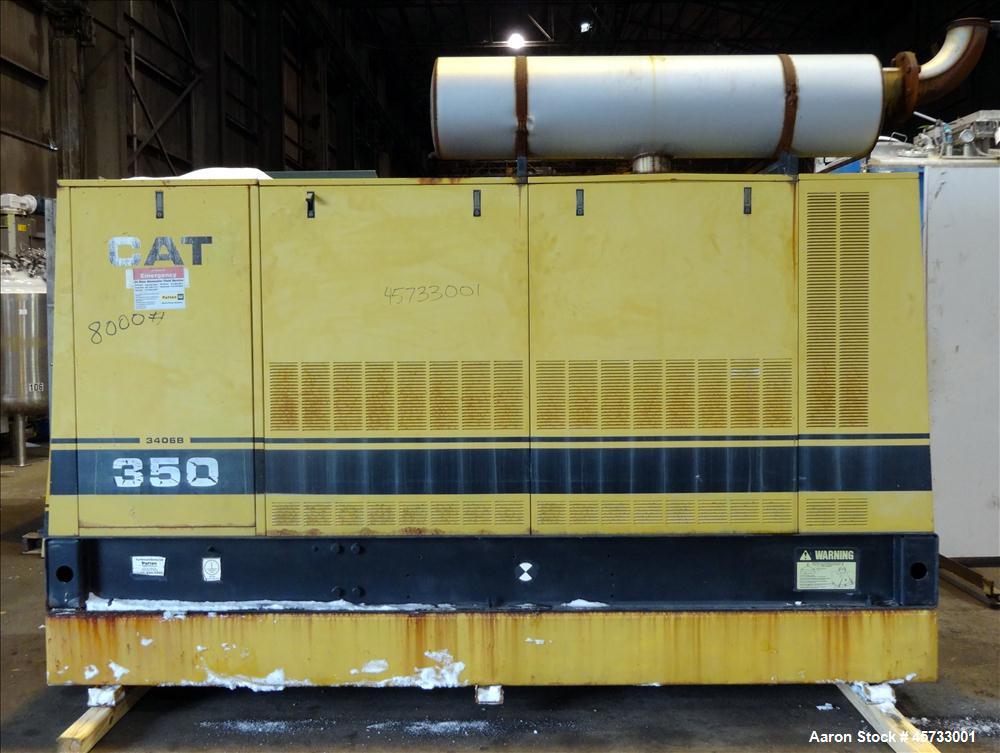 Used Caterpillar 350kW standby diesel generator set, Cat 3406 engine rated 519 HP at 1800 RPM, SN-4RG00872. 3/60/277/480V. 600 Amp main-line circuit breaker. Weather enclosure. Approx 200 gallon sub-...