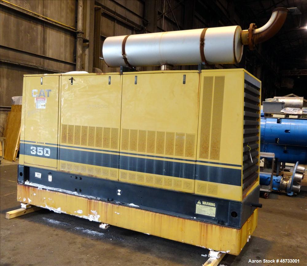 Used Caterpillar 350kW standby diesel generator set, Cat 3406 engine rated 519 HP at 1800 RPM, SN-4RG00872. 3/60/277/480V. 600 Amp main-line circuit breaker. Weather enclosure. Approx 200 gallon sub-...