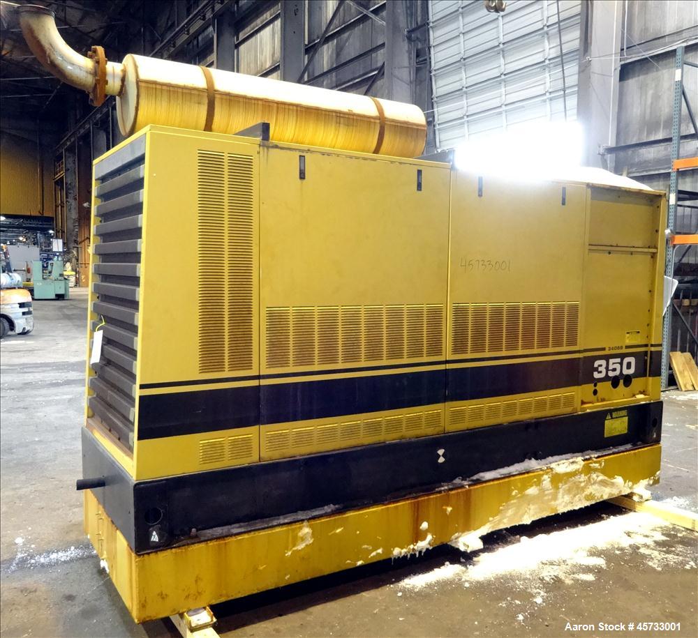 Used Caterpillar 350kW standby diesel generator set, Cat 3406 engine rated 519 HP at 1800 RPM, SN-4RG00872. 3/60/277/480V. 600 Amp main-line circuit breaker. Weather enclosure. Approx 200 gallon sub-...