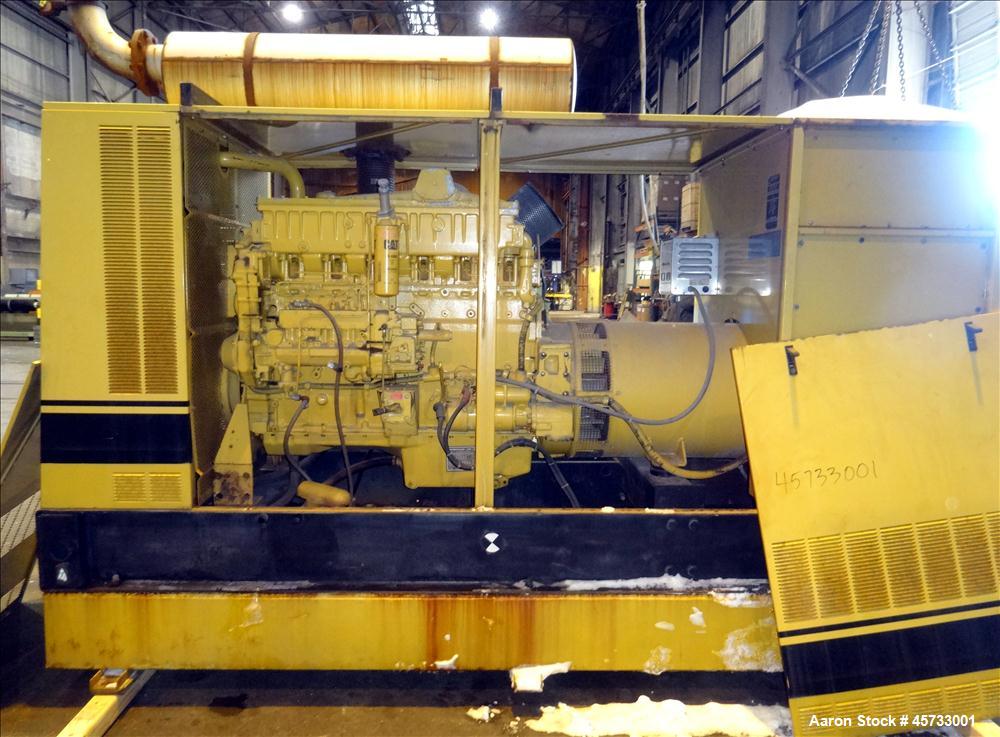 Used Caterpillar 350kW standby diesel generator set, Cat 3406 engine rated 519 HP at 1800 RPM, SN-4RG00872. 3/60/277/480V. 600 Amp main-line circuit breaker. Weather enclosure. Approx 200 gallon sub-...