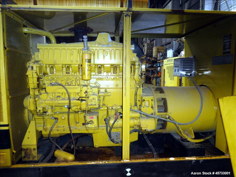 Used Caterpillar 350kW standby diesel generator set, Cat 3406 engine rated 519 HP at 1800 RPM, SN-4RG00872. 3/60/277/480V. 600 Amp main-line circuit breaker. Weather enclosure. Approx 200 gallon sub-...