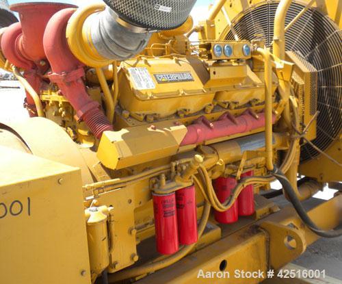 Used CAT 500 kW continuous diesel generator set. Caterpillar model 3412 engine, serial #81Z25339, rated 823 hp @ 1800 rpm. 3/60/277/480 volt, Kato generator model A270920001, serial #14197. Self stan...