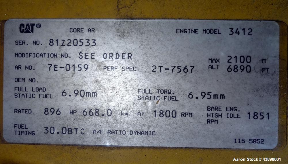 Used CAT 600 kW Standby Diesel Generator Set. Caterpillar 3412 engine