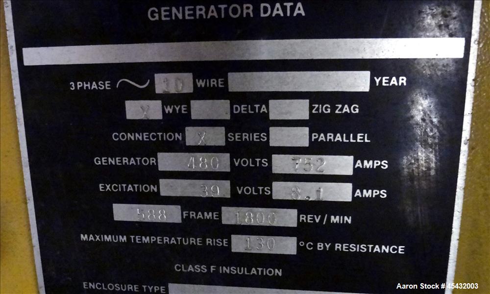 Used Caterpillar 500 kW Standby Generator Set, CAT Model 3412