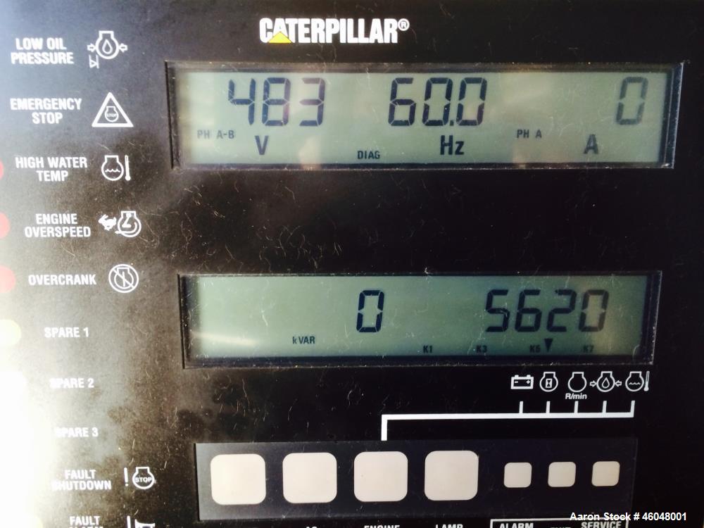 Used Caterpillar 800 kW standby (725 kW prime) diesel generator set, portable / trailer mounted. Cat 3412 engine rated 1071 HP at 1800 RPM, SN-2WJ02209. 3/60/277/480V. 1200 Amp main-line circuit brea...