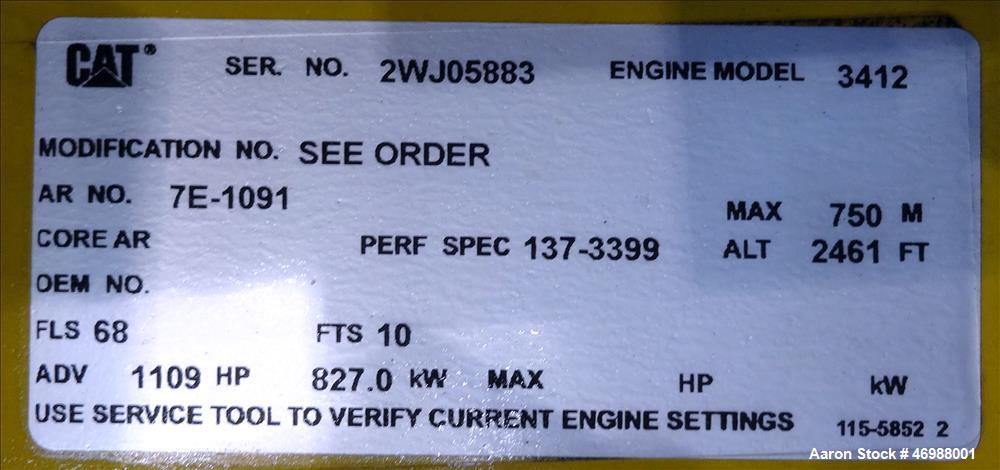 Used Caterpillar 750 kW diesel generator set. CAT 3412 engine.