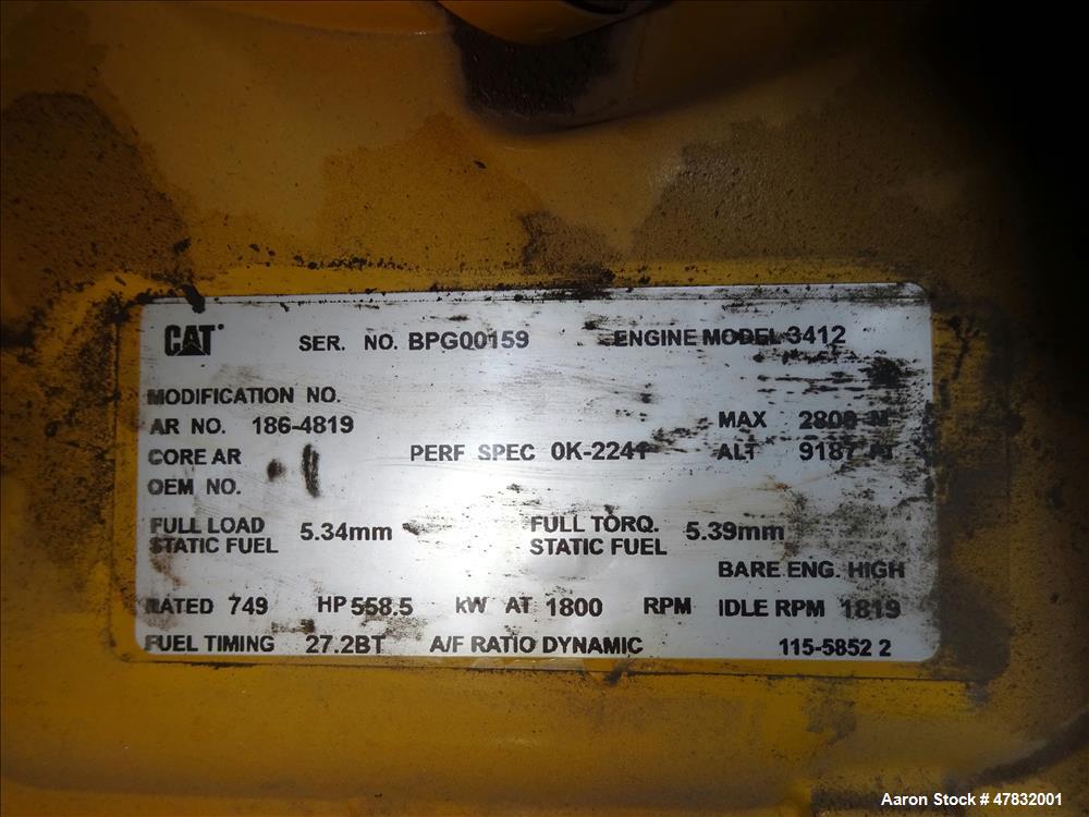 Used CAT 500 kW diesel generator set. Caterpillar 3412 engine