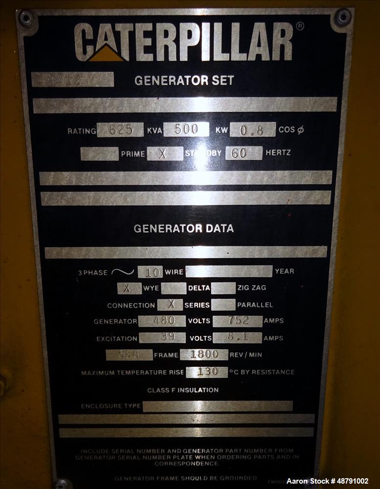 Used Caterpillar 500 kW Standby Diesel Generator.