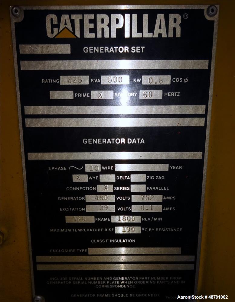 Used- Caterpillar 500 kW Standby Diesel Generator.