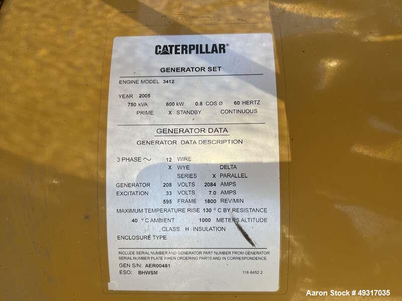 Unused- Caterpillar 600 kW Standby (545 kW prime) Diesel Generator Set