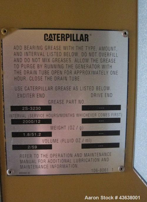 Used Caterpillar 1000 kW Standby Diesel Generator Set. CAT 3508B engine rated 1489 hp @ 1800 rpm, SN-4GM00549. 3/60/480V. Model SR-4B generator end, serial #2GM00910. 2000 Amp mainline circuit breake...
