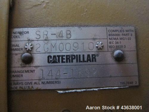 Used Caterpillar 1000 kW Standby Diesel Generator Set. CAT 3508B engine rated 1489 hp @ 1800 rpm, SN-4GM00549. 3/60/480V. Model SR-4B generator end, serial #2GM00910. 2000 Amp mainline circuit breake...