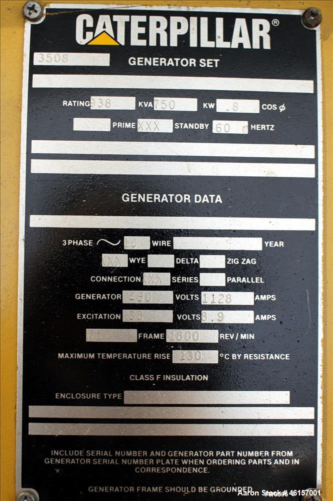 Used- Caterpillar 750 kW diesel generator. CAT 3508 engine.