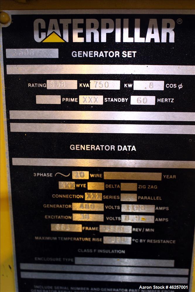 Used- Caterpillar 750 kW Standby Diesel Generator Set.