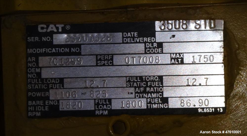 Used Caterpillar 750 kW  diesel generator set. CAT 3508 engine.