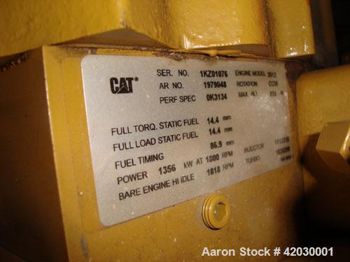 Used Caterpillar 1250 kW Diesel Generator Set. CAT model 3512DITA diesel engine rated 1818 HP @ 1800 RPM SN-1KZ01076, arrangement 1979048.Unit SN-CMJ00586. CAT model SR4 generator end serial 2FN01834...