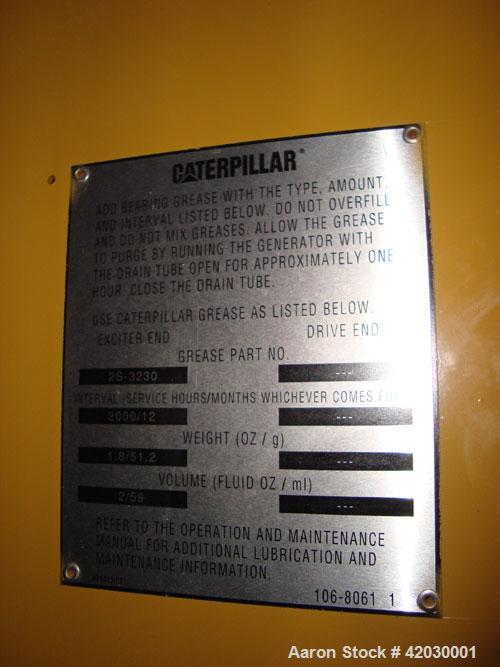 Used Caterpillar 1250 kW Diesel Generator Set. CAT model 3512DITA diesel engine rated 1818 HP @ 1800 RPM SN-1KZ01076, arrangement 1979048.Unit SN-CMJ00586. CAT model SR4 generator end serial 2FN01834...