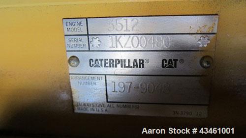 Used Caterpillar 1250 kW Standby Diesel Generator Set. CAT 3512 engine rated 1818 HP at 1800 RPM, SN-1KZ00480. Package SN-CAT00000CMJ00227. SR4B 3/60/480V, SN-2FNO1525, 12 wire reconnectable with PMG...