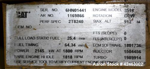 Used CAT 2000 kW Standby Diesel Generator Set, CAT Model 3516B