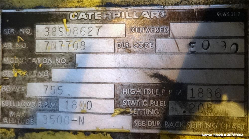 Used Caterpillar 520 kW standby diesel generator set. CAT 3412 engine