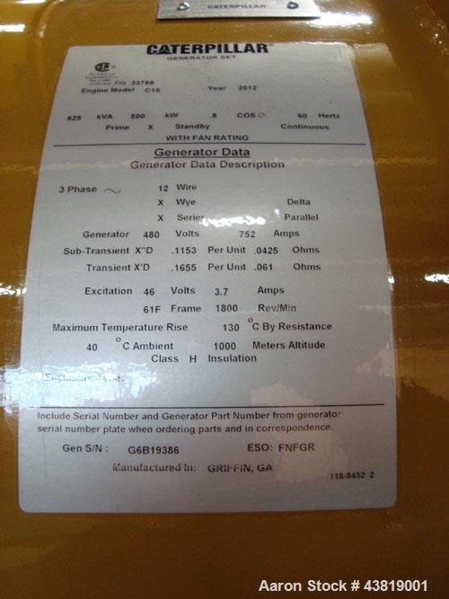 Caterpillar 500 kW diesel generator. CAT C-15 engine.
